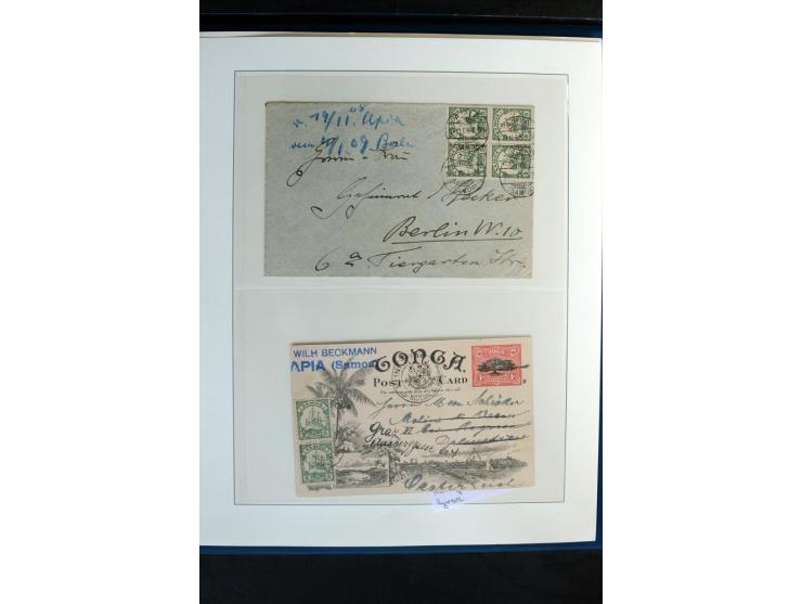 1900/1914, Apia bis Salevalu, umfangreiche Stempelsammlung mit sehr vielen Briefstücken und 38 Briefen, Karten und Ganzsachen
