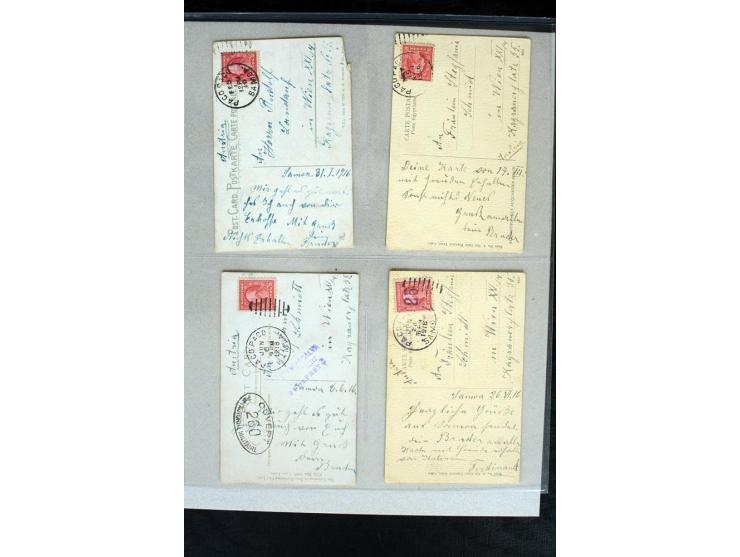 1915/1916, Partie mit 4 Belegen aus bzw. in das Lager "Motuihi" in zum Teil fehlerhafter Erhaltung, dazu 4 frankierte Postkar