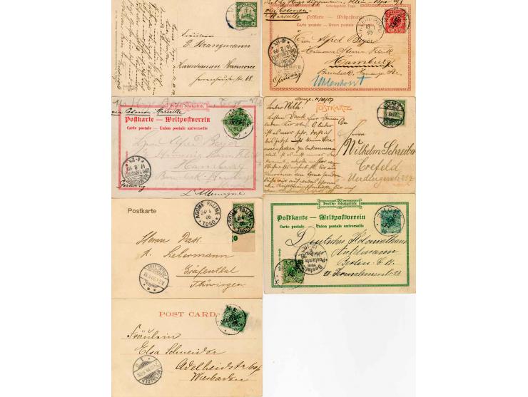 1898/1909,  Partie mit 6 Ansichtskarten und einer Privat-Ganzsache, dabei bessere Ansichten, alle gebraucht mit Stempel aus T