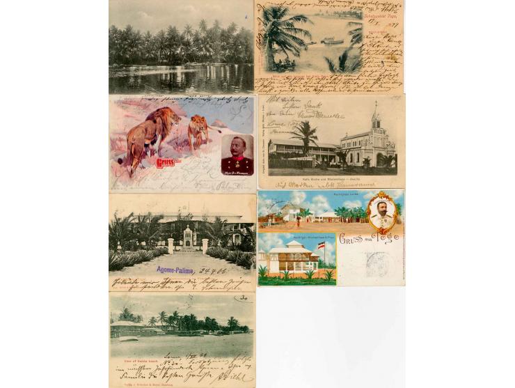 1898/1909,  Partie mit 6 Ansichtskarten und einer Privat-Ganzsache, dabei bessere Ansichten, alle gebraucht mit Stempel aus T
