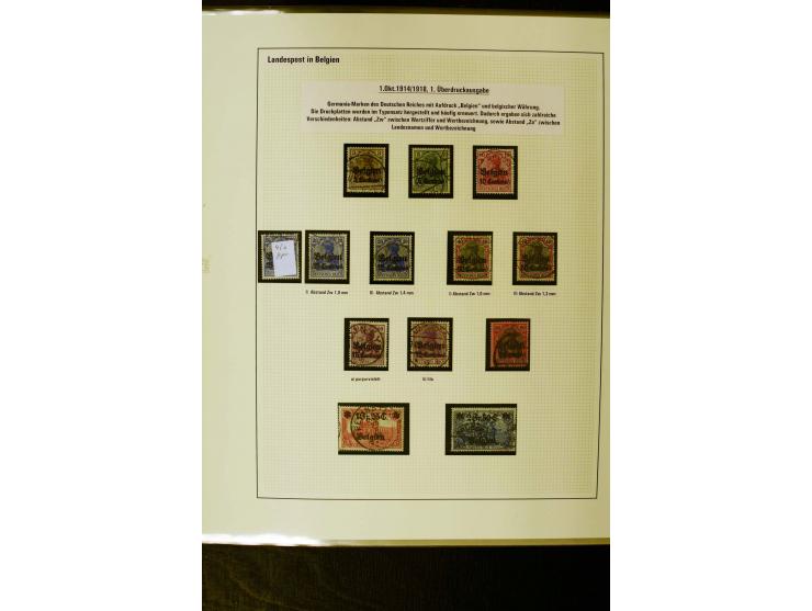 1914/18, gestempelte Sammlung mit u.a. Belgien Mi.-Nr. 20bI, 24IAPFI, 24IB, Etappe West Mi.-Nr. 3b, 11IIF, Ober-Ost 12A, Biel