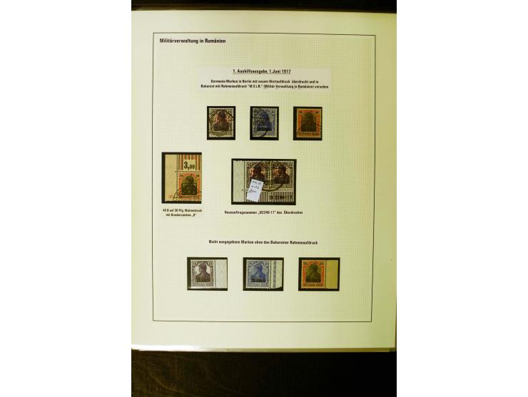1914/18, gestempelte Sammlung mit u.a. Belgien Mi.-Nr. 20bI, 24IAPFI, 24IB, Etappe West Mi.-Nr. 3b, 11IIF, Ober-Ost 12A, Biel