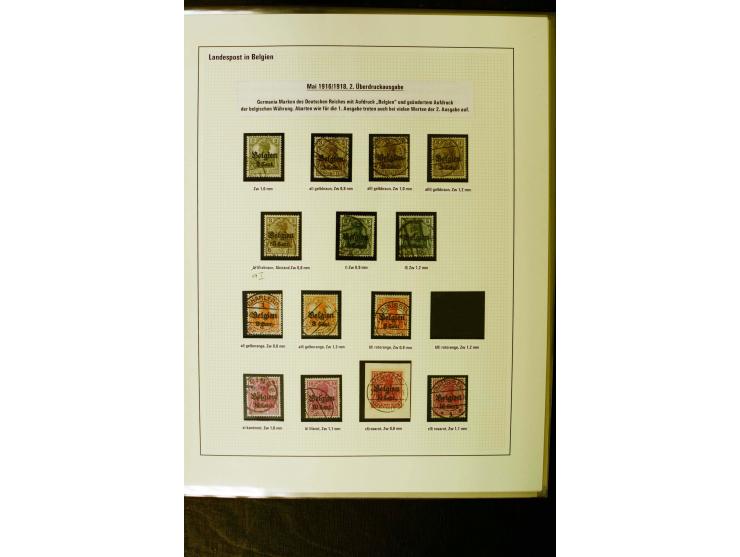 1914/18, gestempelte Sammlung mit u.a. Belgien Mi.-Nr. 20bI, 24IAPFI, 24IB, Etappe West Mi.-Nr. 3b, 11IIF, Ober-Ost 12A, Biel