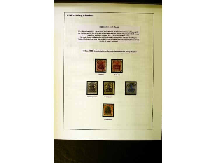 1914/18, gestempelte Sammlung mit u.a. Belgien Mi.-Nr. 20bI, 24IAPFI, 24IB, Etappe West Mi.-Nr. 3b, 11IIF, Ober-Ost 12A, Biel