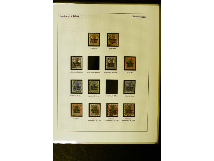 1914/18, gestempelte Sammlung mit u.a. Belgien Mi.-Nr. 20bI, 24IAPFI, 24IB, Etappe West Mi.-Nr. 3b, 11IIF, Ober-Ost 12A, Biel