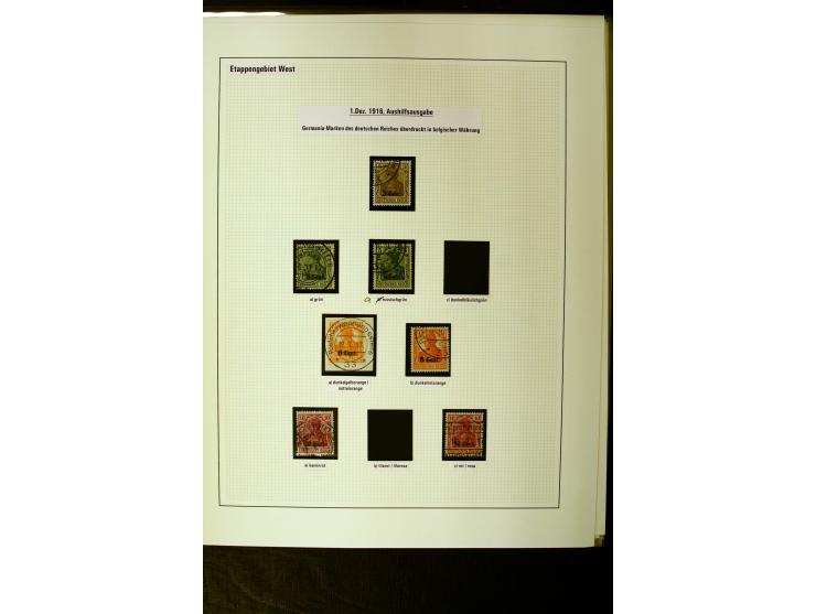 1914/18, gestempelte Sammlung mit u.a. Belgien Mi.-Nr. 20bI, 24IAPFI, 24IB, Etappe West Mi.-Nr. 3b, 11IIF, Ober-Ost 12A, Biel