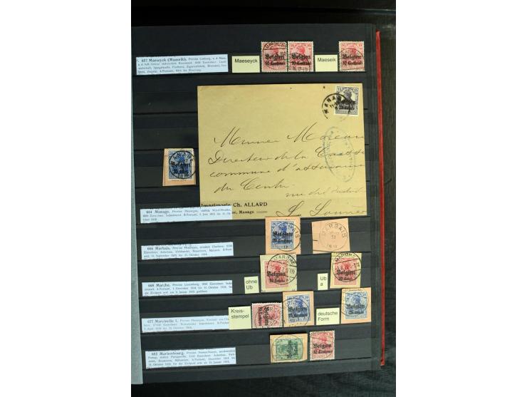STEMPELSAMMLUNG: AARSCHOT- ZOUT-LEEUW, umfangreiche Sammlung mit über 90 Briefen/Karten und Postanweisungen sowie hunderten M