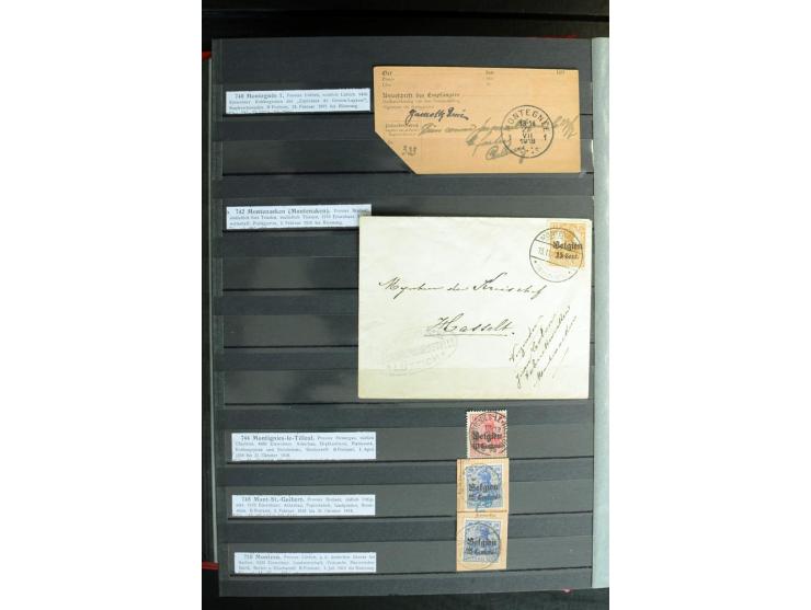 STEMPELSAMMLUNG: AARSCHOT- ZOUT-LEEUW, umfangreiche Sammlung mit über 90 Briefen/Karten und Postanweisungen sowie hunderten M