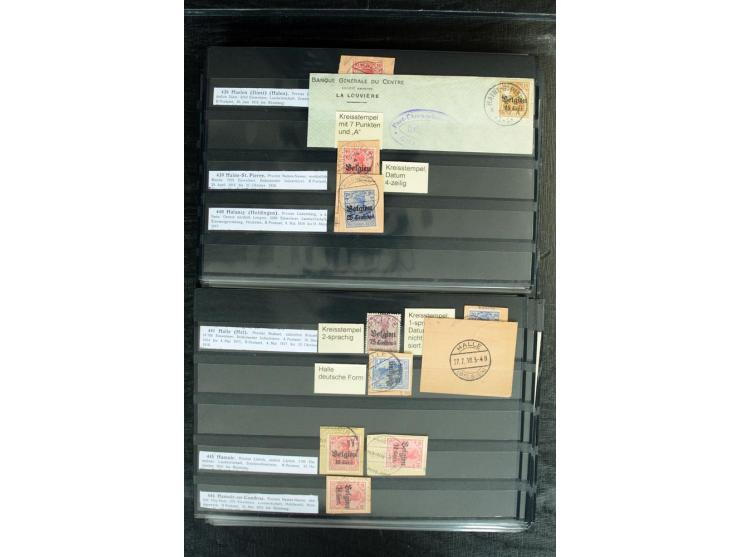 STEMPELSAMMLUNG: AARSCHOT- ZOUT-LEEUW, umfangreiche Sammlung mit über 90 Briefen/Karten und Postanweisungen sowie hunderten M