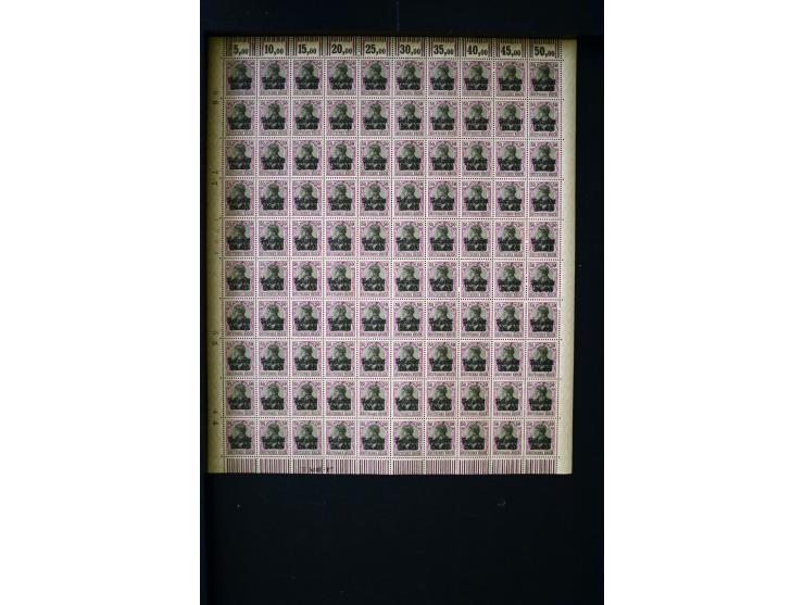 1916/18, Mi.-Nr. 1-5 und 7-11 in kpl. Bogen, postfrisch (Mi. ohne Bewertung von HAN etc. 4.120,-)