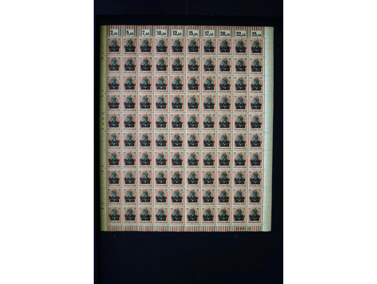 1916/18, Mi.-Nr. 1-5 und 7-11 in kpl. Bogen, postfrisch (Mi. ohne Bewertung von HAN etc. 4.120,-)