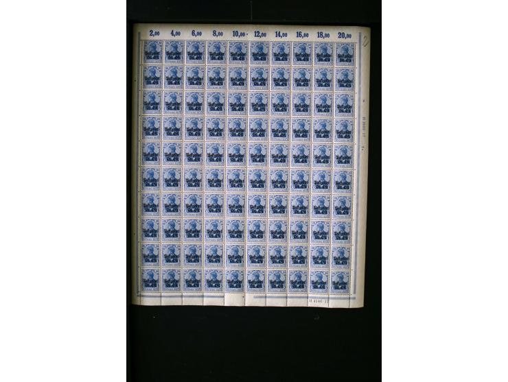 1916/18, Mi.-Nr. 1-5 und 7-11 in kpl. Bogen, postfrisch (Mi. ohne Bewertung von HAN etc. 4.120,-)