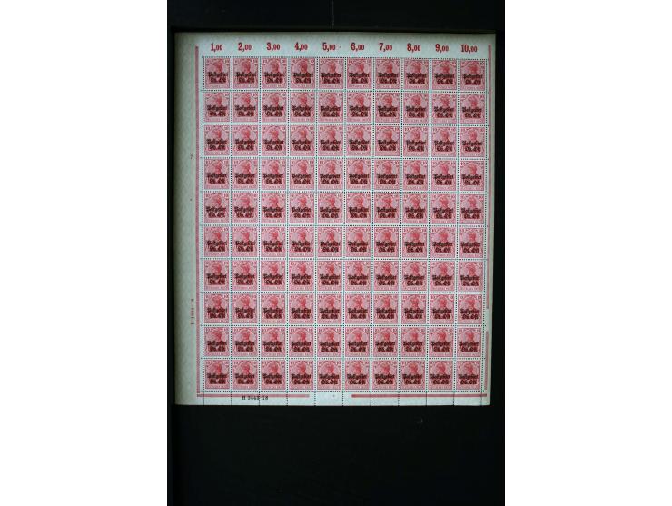 1916/18, Mi.-Nr. 1-5 und 7-11 in kpl. Bogen, postfrisch (Mi. ohne Bewertung von HAN etc. 4.120,-)