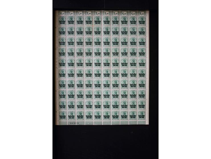 1916/18, Mi.-Nr. 1-5 und 7-11 in kpl. Bogen, postfrisch (Mi. ohne Bewertung von HAN etc. 4.120,-)