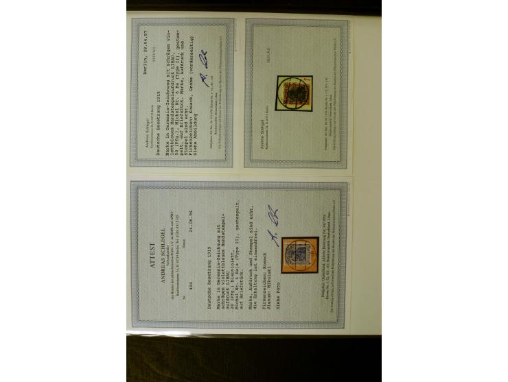 1919, gestempelte Sammlung, alles Briefstücke mit u.a. Mi.-Nr. 3A, 4Aa, 5A, 6A, 3Ba, 4Ba/a, 5Ba, 5Bb, 5Bbk, 6Ba, 6Bb, 6Bbk et
