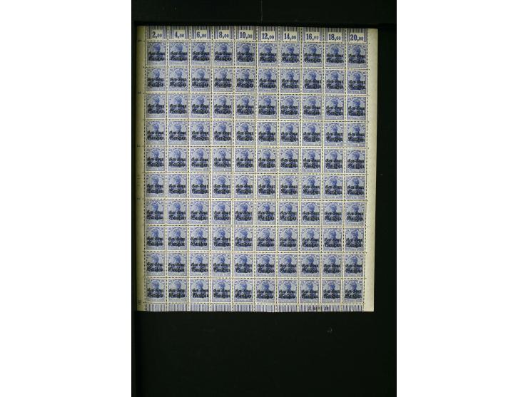  1916, 2½-10 und 15-40 Pfg., je per 100 im Originalbogen, postfrisch (Mi.-Nr. 6-10 12-15;  Mi. ohne Berechnung von Oberrandst