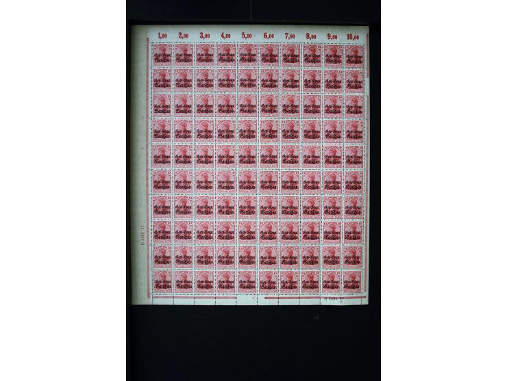  1916, 2½-10 und 15-40 Pfg., je per 100 im Originalbogen, postfrisch (Mi.-Nr. 6-10 12-15;  Mi. ohne Berechnung von Oberrandst