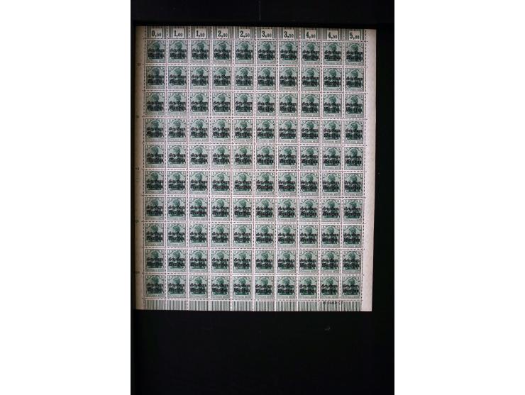  1916, 2½-10 und 15-40 Pfg., je per 100 im Originalbogen, postfrisch (Mi.-Nr. 6-10 12-15;  Mi. ohne Berechnung von Oberrandst