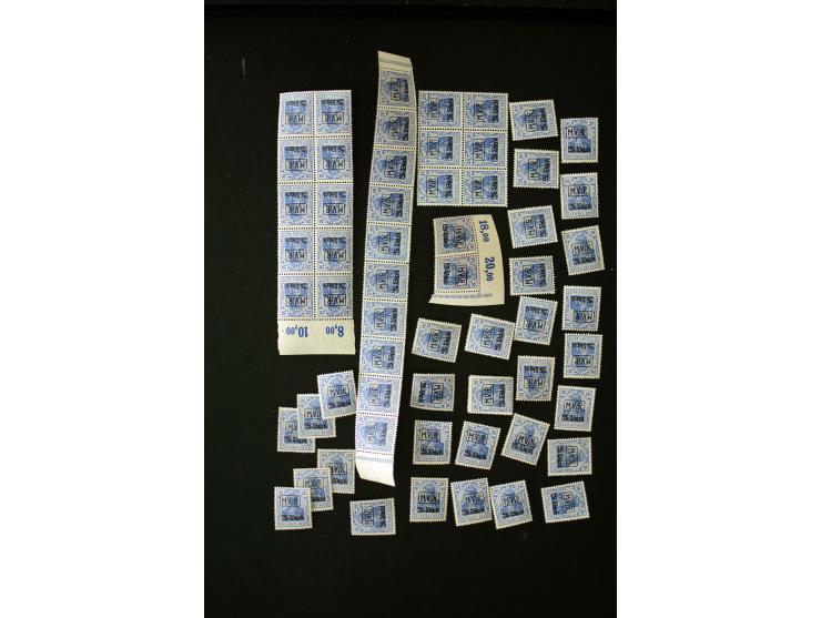 1917, 15 B. auf 15 Pfg.-40 B. auf 30 Pfg., 60 postfrische Sätze, teils in Einheiten (Mi.-Nr. 1-3; Mi. 3.600,-)
