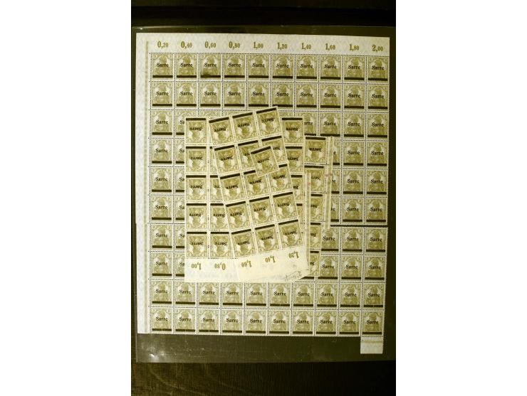 1920, postfrischer Bestand ex Mi.-Nr. 1-15, dabei Bogen, Bogenteile und Einheiten, u.a. Mi.-Nr. 12bII Bogen, Fototattest Brau