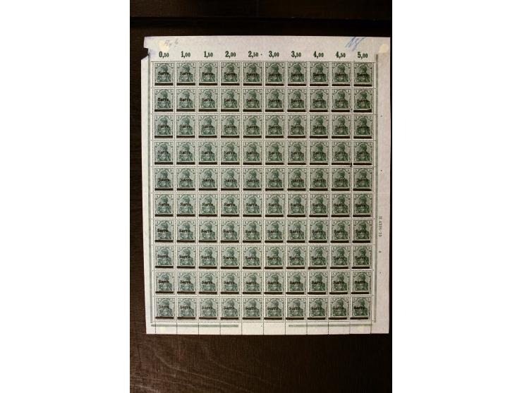1920, postfrischer Bestand ex Mi.-Nr. 1-15, dabei Bogen, Bogenteile und Einheiten, u.a. Mi.-Nr. 12bII Bogen, Fototattest Brau