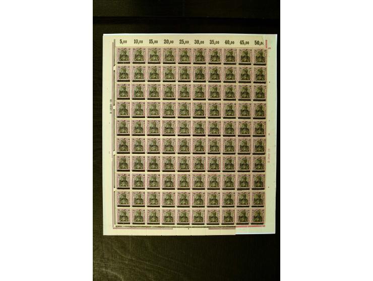 1920, postfrischer Bestand ex Mi.-Nr. 1-15, dabei Bogen, Bogenteile und Einheiten, u.a. Mi.-Nr. 12bII Bogen, Fototattest Brau