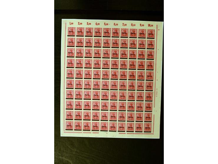 1920, postfrischer Bestand ex Mi.-Nr. 1-15, dabei Bogen, Bogenteile und Einheiten, u.a. Mi.-Nr. 12bII Bogen, Fototattest Brau