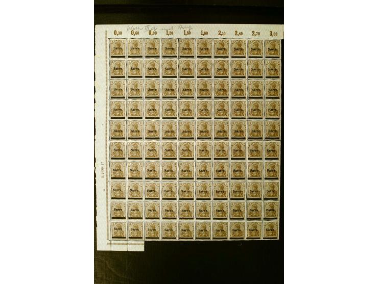1920, postfrischer Bestand ex Mi.-Nr. 1-15, dabei Bogen, Bogenteile und Einheiten, u.a. Mi.-Nr. 12bII Bogen, Fototattest Brau