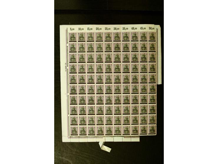 1920, postfrischer Bestand ex Mi.-Nr. 1-15, dabei Bogen, Bogenteile und Einheiten, u.a. Mi.-Nr. 12bII Bogen, Fototattest Brau