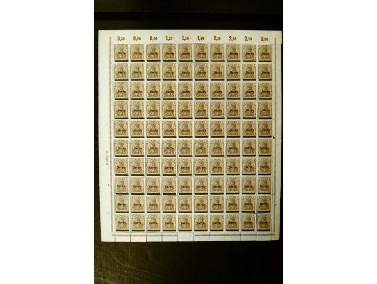 1920, postfrischer Bestand ex Mi.-Nr. 1-15, dabei Bogen, Bogenteile und Einheiten, u.a. Mi.-Nr. 12bII Bogen, Fototattest Brau