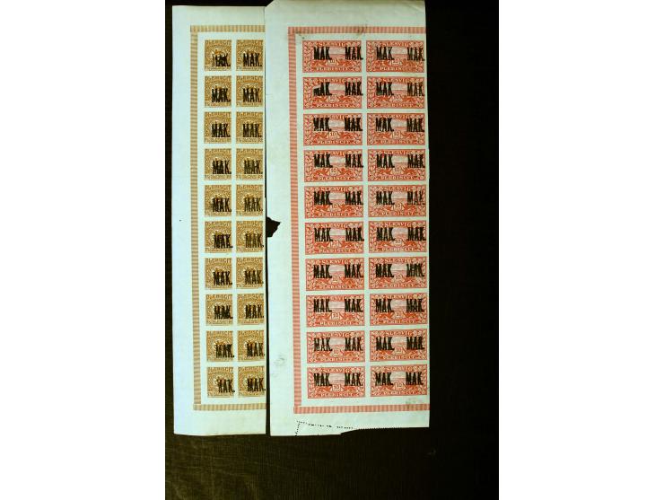 1920, Wappen und Landschaft 2½ Pfg. bis 10 M., je per 20, gezähnt oder ungezähnt mit Aufdruck "MAK", 20 Pfg. mit Doppeldruck 