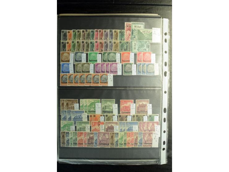 1939/45, postfrischer, ungebrauchter und gestempelter Bestand mit guten Ausgaben, teils signiert; im Karton