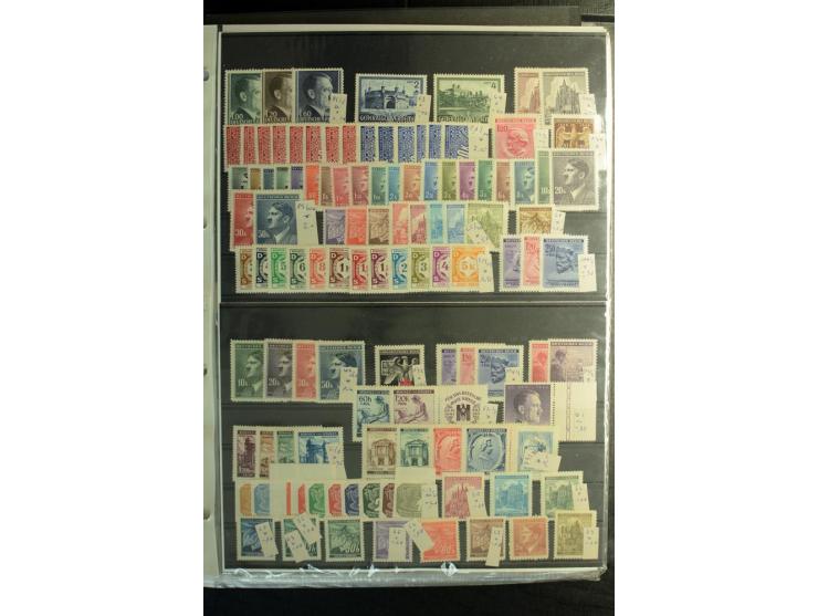 1939/45, postfrischer, ungebrauchter und gestempelter Bestand mit guten Ausgaben, teils signiert; im Karton