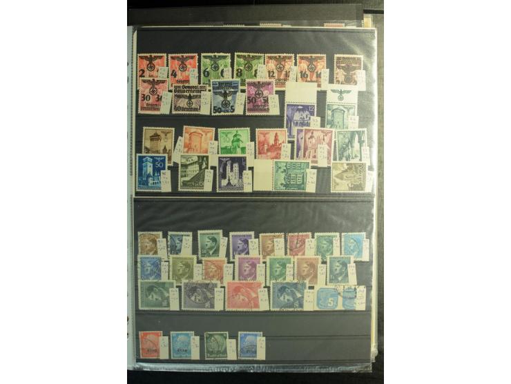 1939/45, postfrischer, ungebrauchter und gestempelter Bestand mit guten Ausgaben, teils signiert; im Karton