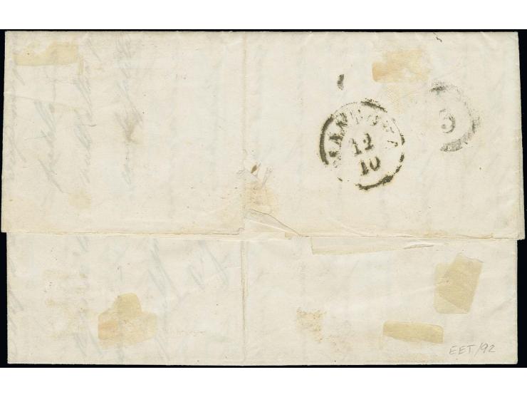 1850/54: 15 centesimi orange red (rosso vermiglio), machine paper, used in combination with Postal fiscal 15 c. grey-black & 