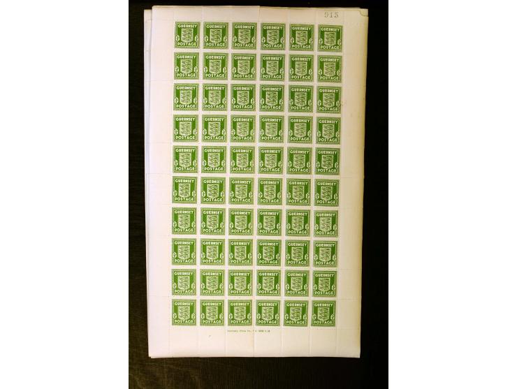 1941, ½P. gelblichgraugün per 500 in kompletten Bogen sowie 1 P. lebhaftrot auf dünnem Papier per 400 in kompletten Bogen, po