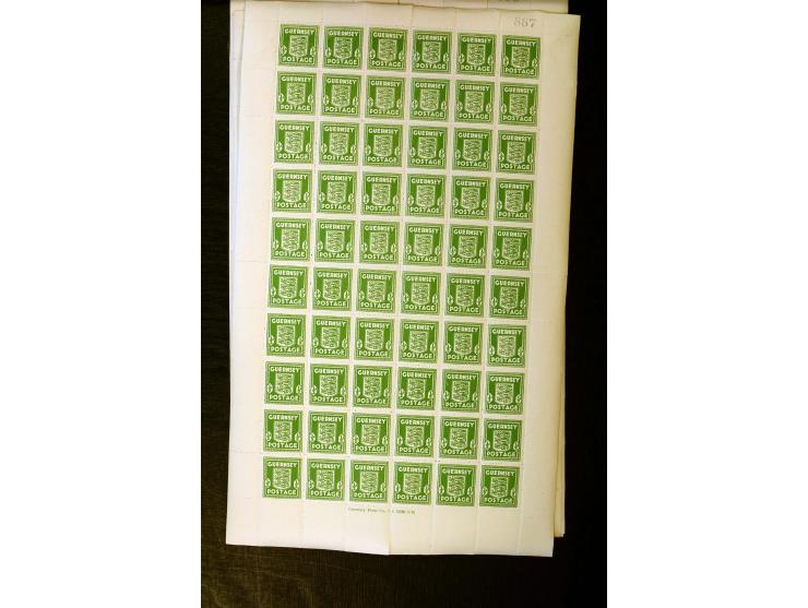 1941, ½P. gelblichgraugün per 500 in kompletten Bogen sowie 1 P. lebhaftrot auf dünnem Papier per 400 in kompletten Bogen, po