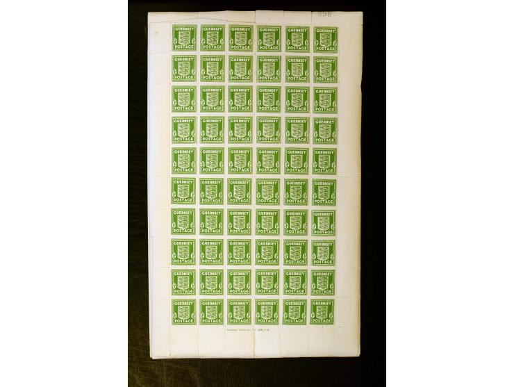 1941, ½P. gelblichgraugün per 500 in kompletten Bogen sowie 1 P. lebhaftrot auf dünnem Papier per 400 in kompletten Bogen, po