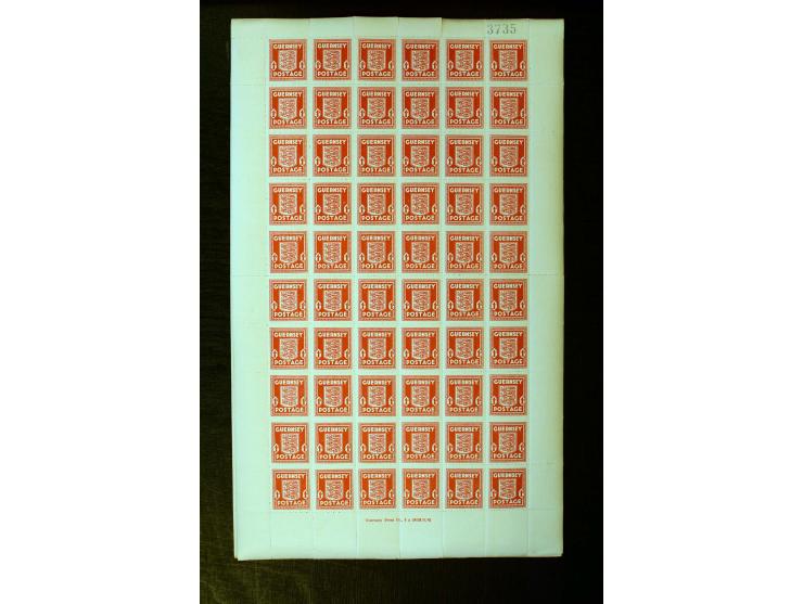 1941, ½P. gelblichgraugün per 500 in kompletten Bogen sowie 1 P. lebhaftrot auf dünnem Papier per 400 in kompletten Bogen, po