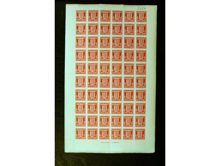 1941, ½P. gelblichgraugün per 500 in kompletten Bogen sowie 1 P. lebhaftrot auf dünnem Papier per 400 in kompletten Bogen, po