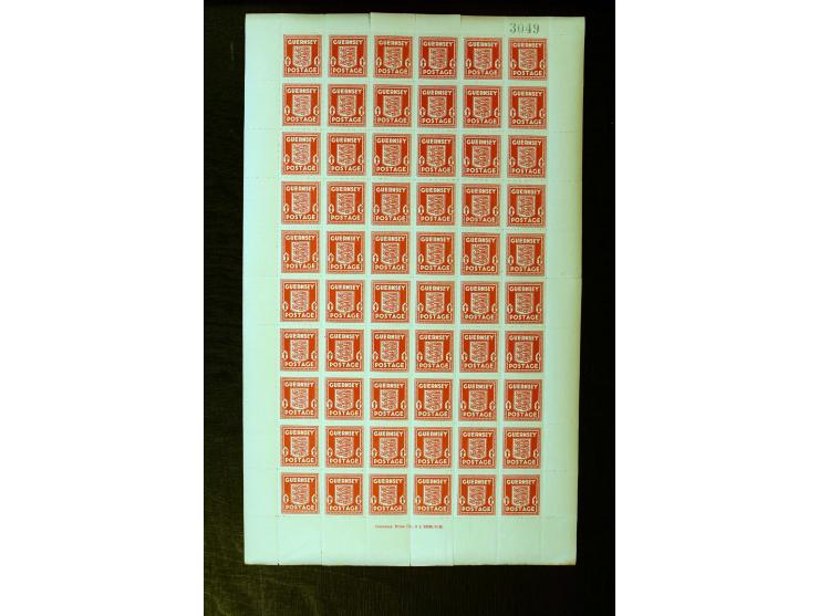 1941, ½P. gelblichgraugün per 500 in kompletten Bogen sowie 1 P. lebhaftrot auf dünnem Papier per 400 in kompletten Bogen, po