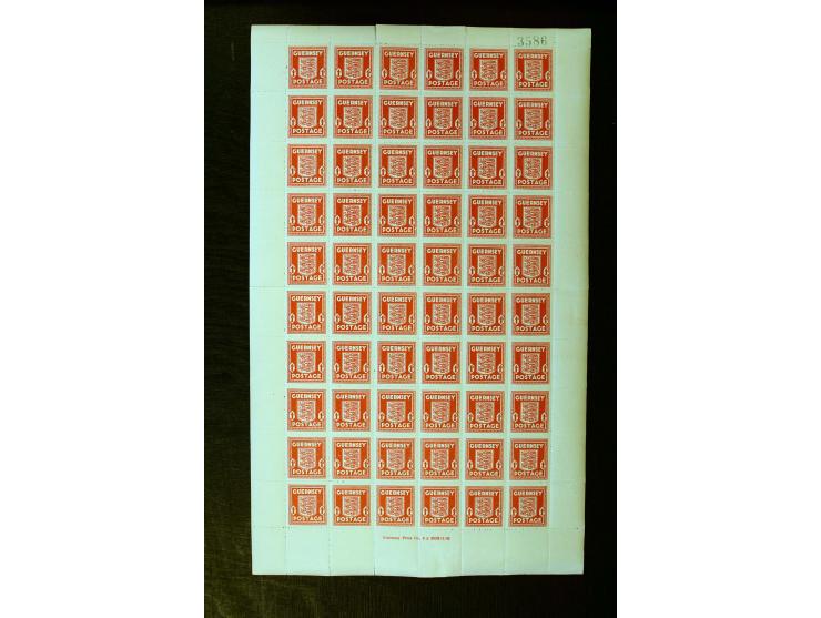 1941, ½P. gelblichgraugün per 500 in kompletten Bogen sowie 1 P. lebhaftrot auf dünnem Papier per 400 in kompletten Bogen, po