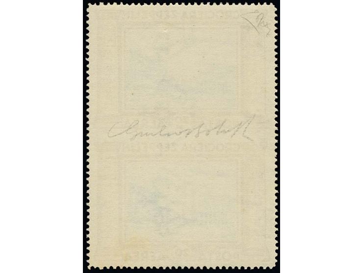 1933, Zeppelin 20 l. in vertical pair, centrally imperforated, unmounted mint, lower stamp tiny yellowish spot, otherwise ver