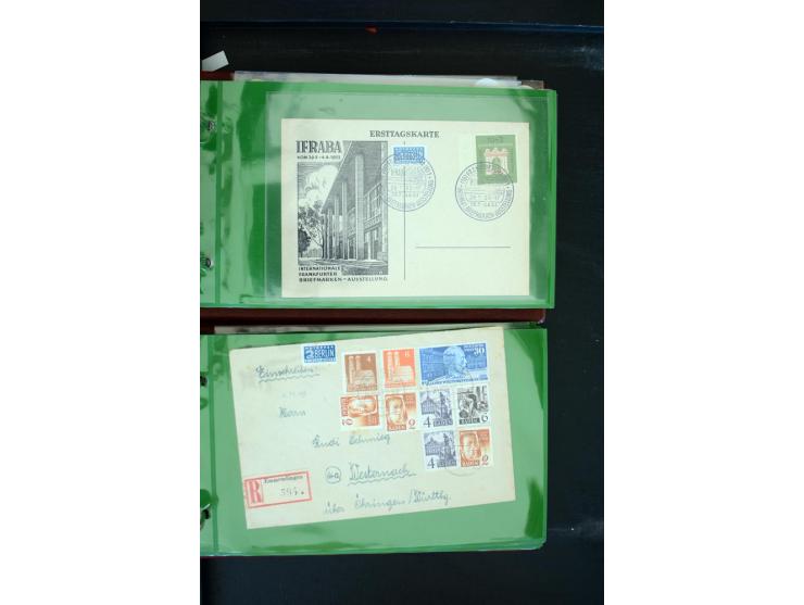 1853/1986 (ca.), interessanter Posten Briefe, Karten und Ganzsachen, dabei Reco, Luftpost, DOX, Zeppelin etc., dazu etwas Aus