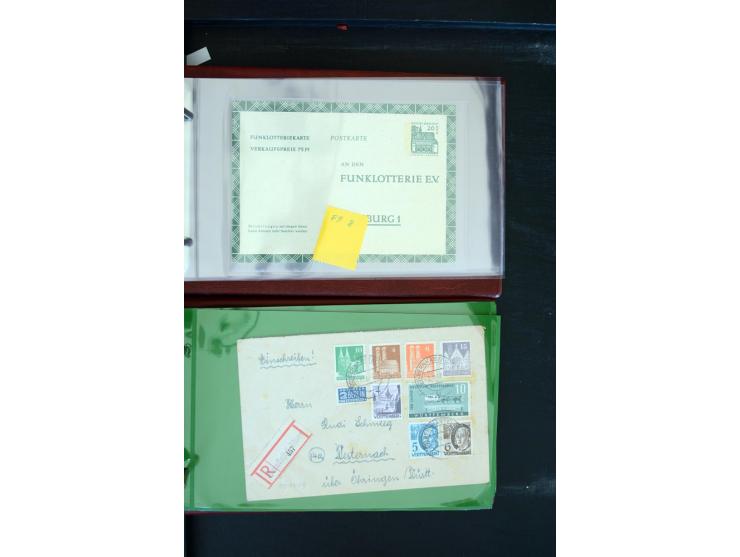 1853/1986 (ca.), interessanter Posten Briefe, Karten und Ganzsachen, dabei Reco, Luftpost, DOX, Zeppelin etc., dazu etwas Aus