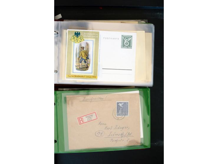 1853/1986 (ca.), interessanter Posten Briefe, Karten und Ganzsachen, dabei Reco, Luftpost, DOX, Zeppelin etc., dazu etwas Aus