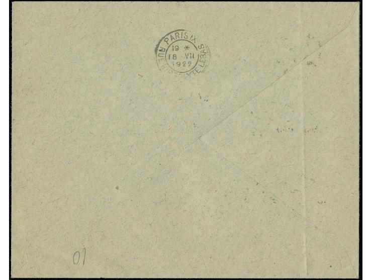 1922, Airmail 1-5a. tied by cds. "KAUNAS 16 VII 22" to first day cover to Paris, vertical fold, otherwise fine