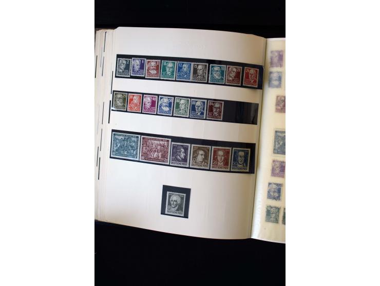 1945/60, postfrische, ungebrauchte und gestempelte Sammlung mit Gemeinschaftsausgaben, Bizone, SBZ, DDR, Bund (mit allen gute
