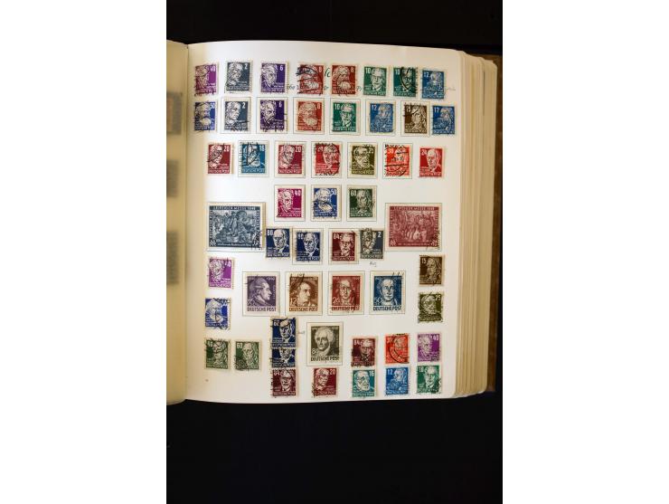 1945/60, postfrische, ungebrauchte und gestempelte Sammlung mit Gemeinschaftsausgaben, Bizone, SBZ, DDR, Bund (mit allen gute