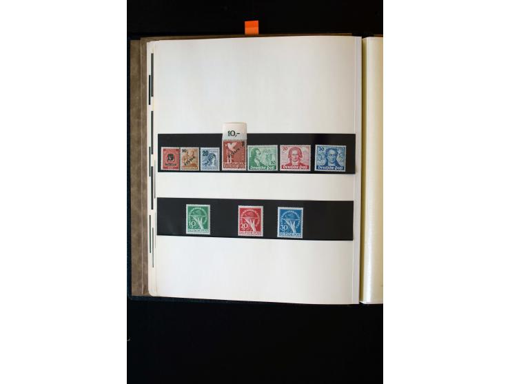 1945/60, postfrische, ungebrauchte und gestempelte Sammlung mit Gemeinschaftsausgaben, Bizone, SBZ, DDR, Bund (mit allen gute